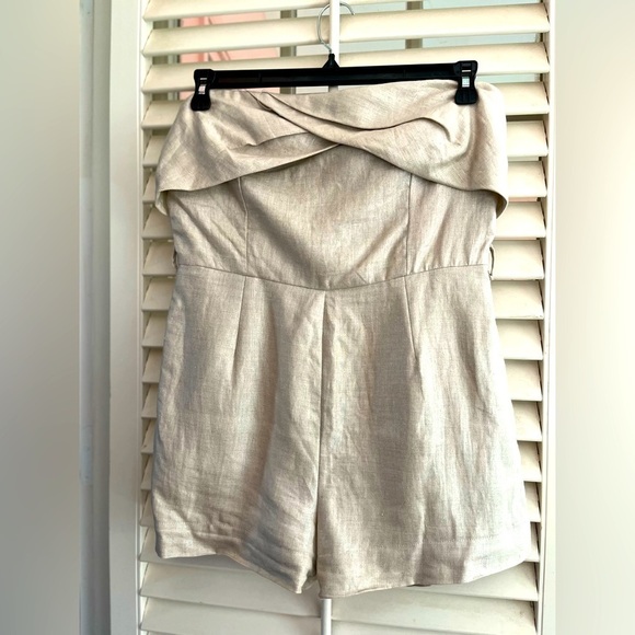Tart Collection Metallic linen strapless romper Sz Large - Picture 6 of 15